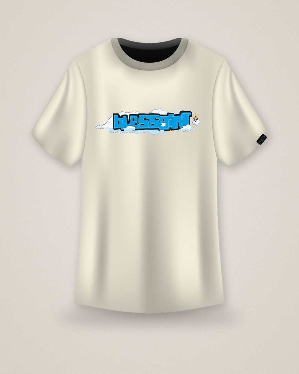 Camiseta Nuvens creme, frente